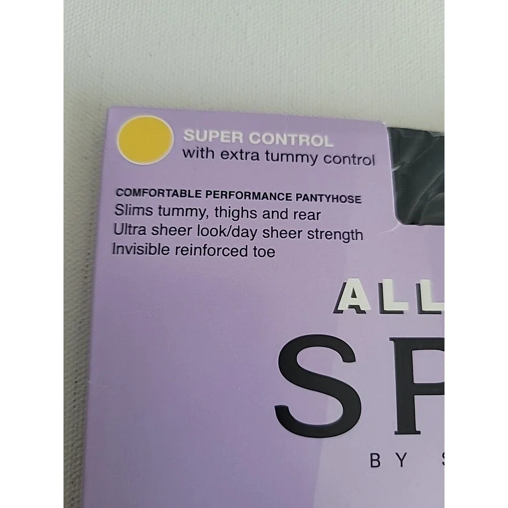 New Spanx Super Control Full Length Pantyhose In Black Sz C